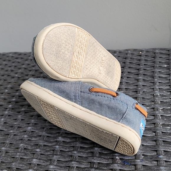 Toms Deck Shoes Blue Denim Nautical Boat Loafer Moccasins Size 8 - Picture 8 of 8
